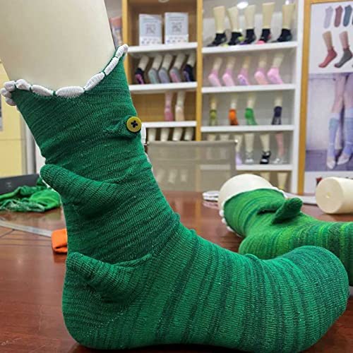 Knit Crocodile Socks-Knit Creative Design Animal Socks Funky Knitting Pattern Whimsical Alligator Knitting Cuff Winter Warm Socks,Thick Knit (Crocodile)