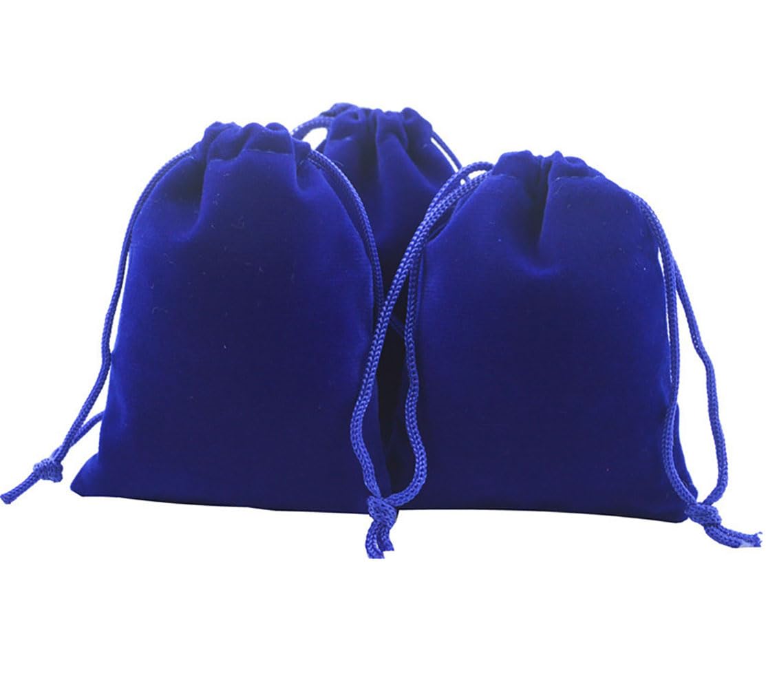 Sacchetti Regalo Di Velluto Doppio Laccio 10x12cm 20pz Blu