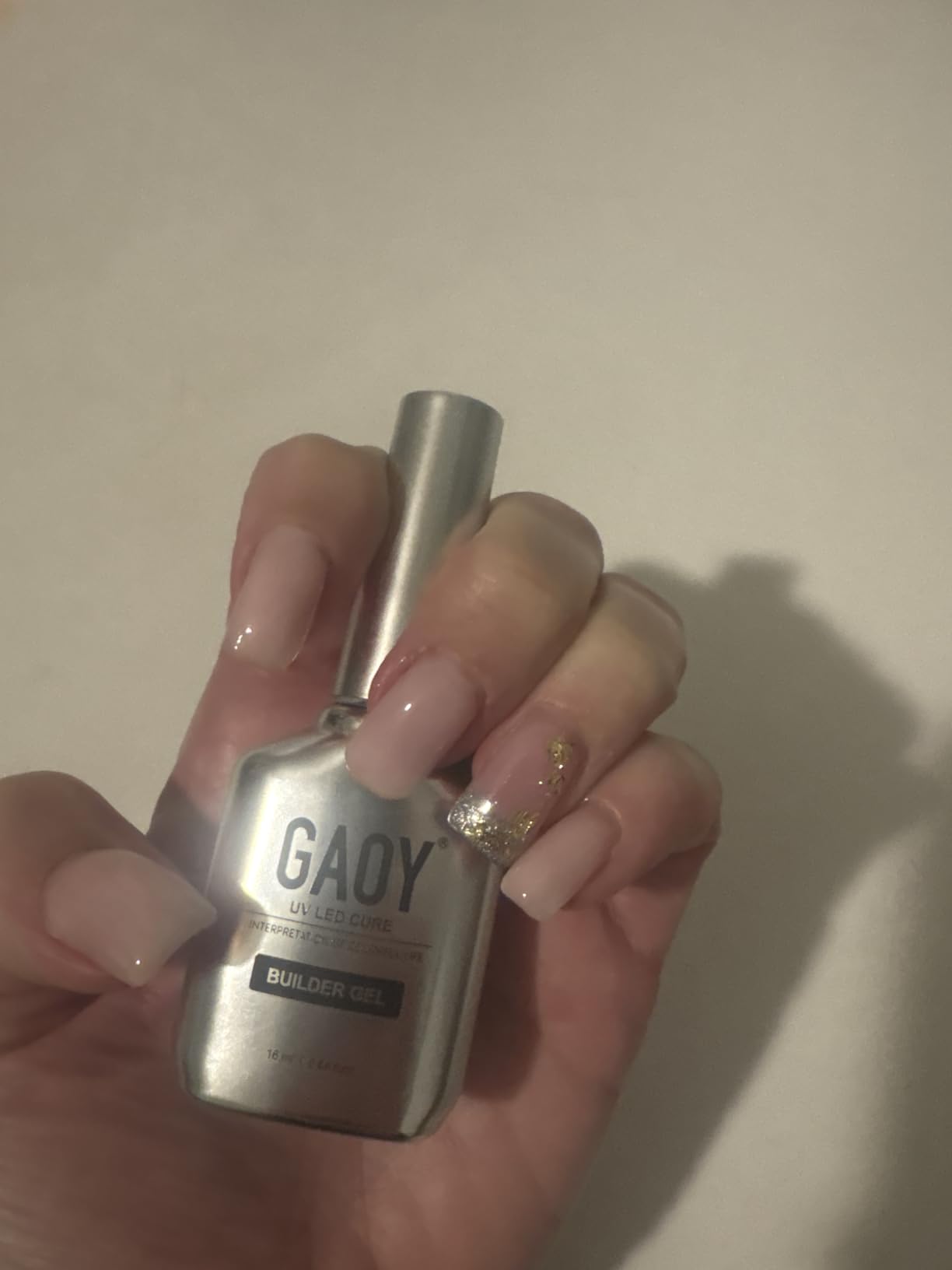 GAOY Clear Builder Gel for Nails, 16ml Nail Strengthener in a Bottle, Nail Extension Hard Gel, Soak Off Long Lasting UV Light Cure, Base Coat Top Coat Needed