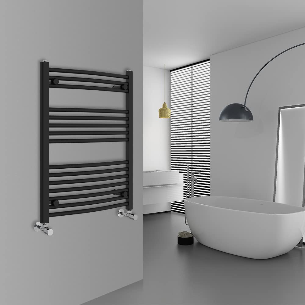 Warmehaus Curved Bathroom Heated Towel Rail Radiator Black 800x600mm โ image 1