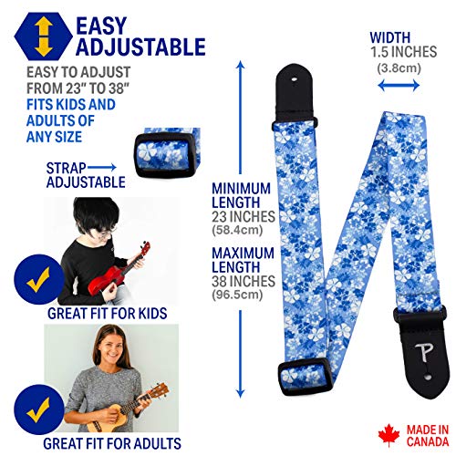 Perris Leathers Uklpcp-6667 Polyester Ukulele Straps - 1.5", Blue Floral #TOP1