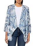 Ali Miles Damen Open Front Knit Kimono Jacket for Women Badeanzug, Weiß/Blau, S