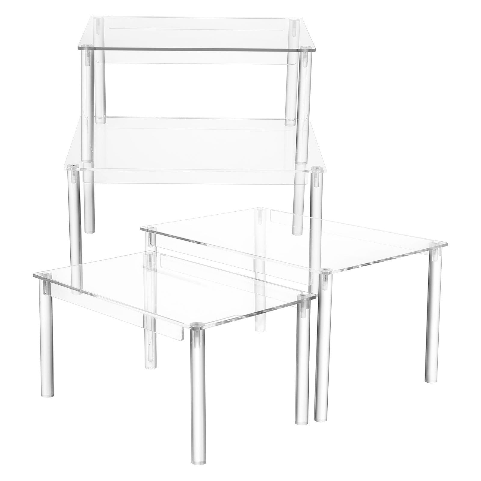 STOBAZA 4 Stück Gewürzorganizer für Schublade Acryl Gewürzregal Verstellbare Ebenen Mehrstufige Regalerhöhung für Küchenschrank Speisekammer und Arbeitsplatte