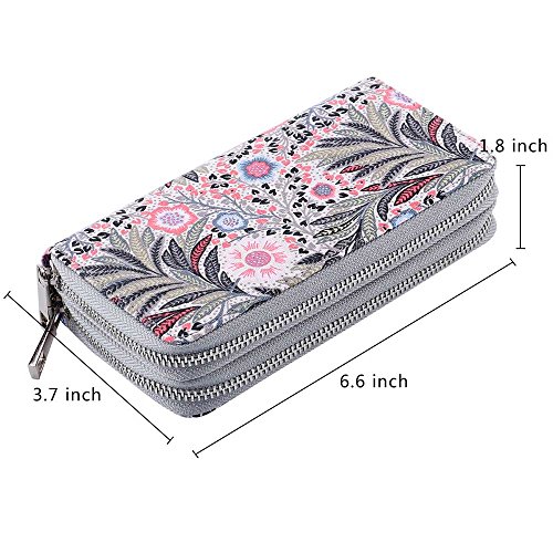Image of XEYOU Double Zipper Long Clutch Wallet Cellphone Wallet for Women with Removable Wristlet Strap for Credit Card, Cash, Coin, Bill