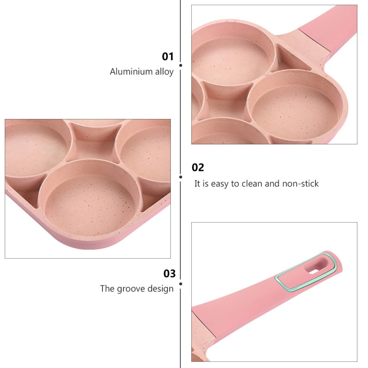 jojofuny Padella per Uova su Induzione in Lega di Alluminio Antiaderente P rosa Bordi Lisci senza Sbavature, per Colazione e Pancake