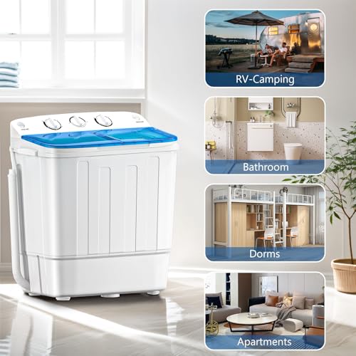 Image of DOGHLY 18lbs Portable Washing Machine, Washer with Drying Rack & 10 Hangers