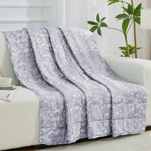 Image of yescool Weighted Blanket for Adults (15 lbs, 48 inch x 72 inch, Pearl Grey) Cooling Heavy Blanket for Sleeping Perfect for 140-160 lbs, Twin Size Breathable Blanket with Premium Glass Bead, Machine Washable