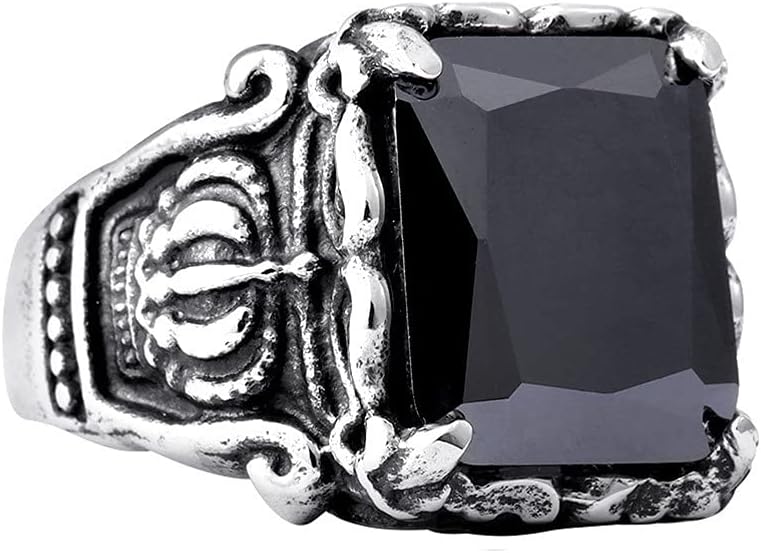 HIJONES Anello Uomo Corona In Acciaio Inossidabile 316L - Oro Nero, Larghezza 12mm, Comfort Fit