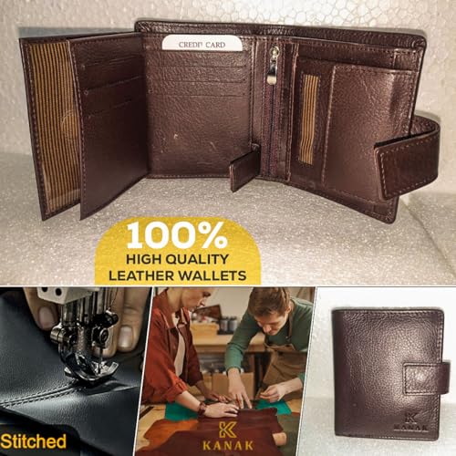 King Genuine Leather Wallet, Compact Bifold with Tab Closure, 4.5 inches x 3.7 inches x 1 inch (ROSEWOOD)3