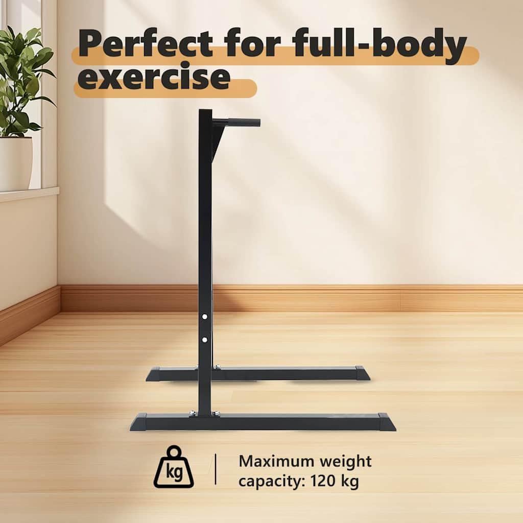 vidaXL Estación de Dips Ajustable de Acero para tu Gimnasio en Casa, aguanta hasta 120kg. Barra de Entrenamiento Versátil para Fuerza, Equipo de Fitness multisusos. Ideal para ejercitar la Parte Sup