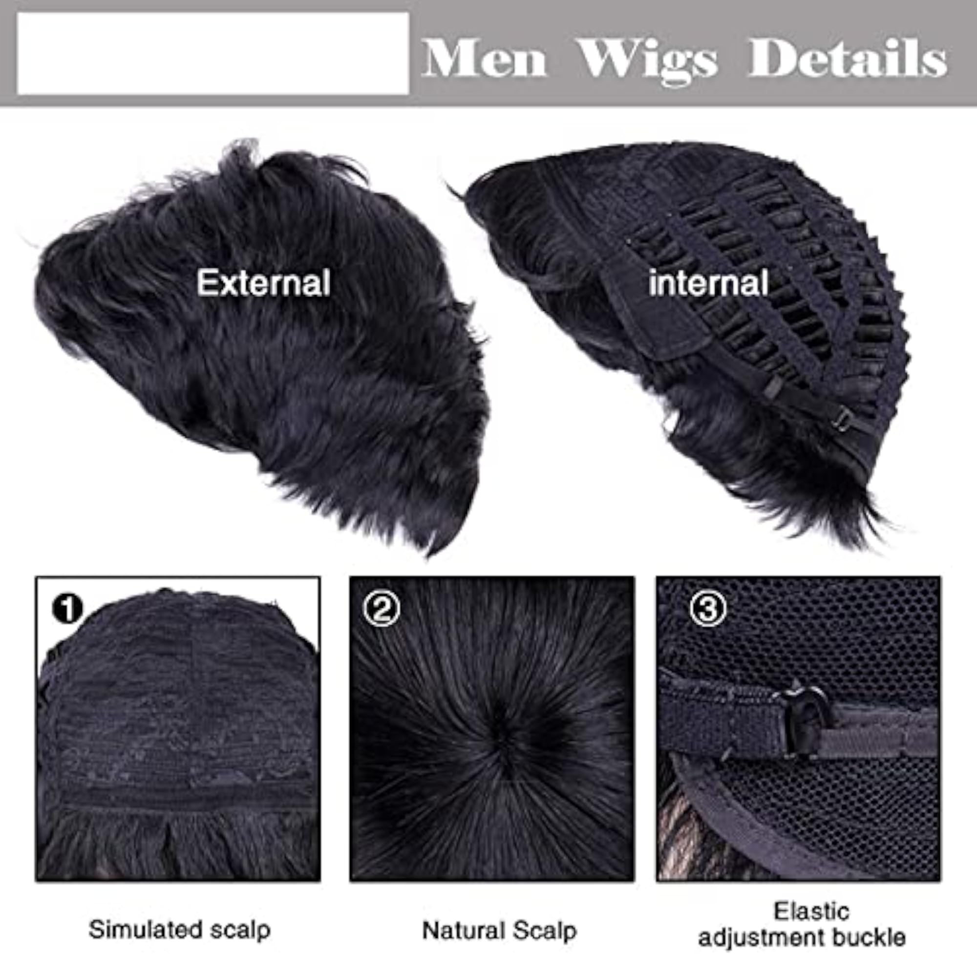 Men's Short Hair Synthetic Wig for Parties
