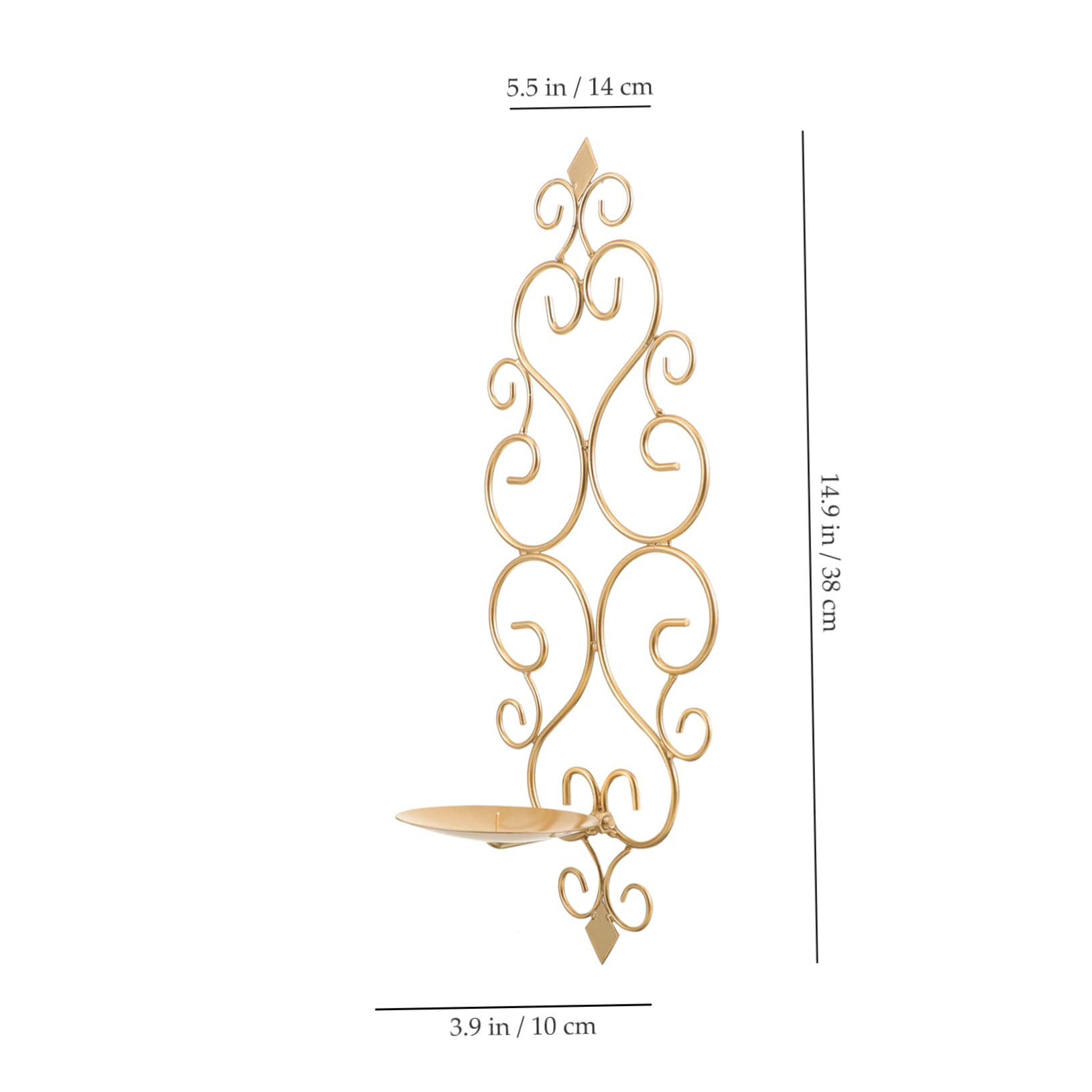 FUNOMOCYA Elegant Wall Mount Candle Holder Wrought Iron Wall Sconce Candlestick for Home Dec