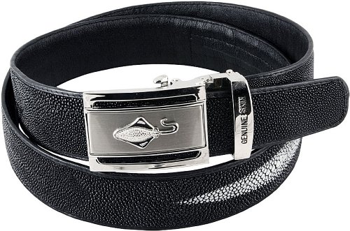 Genuine stingray leather belt Black 48