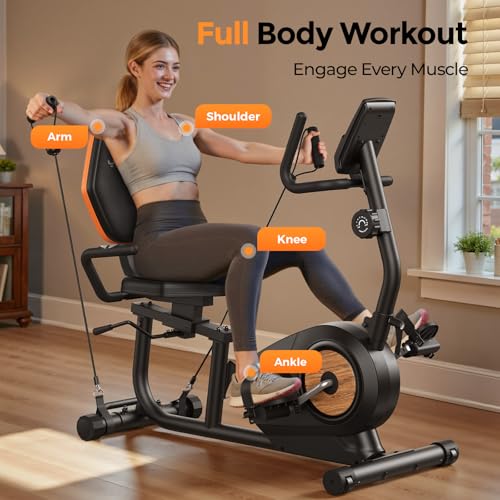 Image of YOSUDA Recumbent Exercise Bike for Home,Magnetic Staionary Bike for Seniors /Adults with Adjustable Seat, 350LB Capacity, 16-level Resistance, LCD Monitor & Pulse Sensors