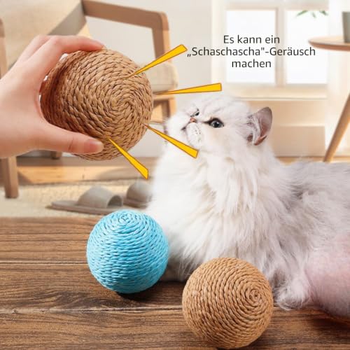 2 Stück Sisal Seilball, 8cm Katze Sisal Ball, Katzenspielzeug Bälle, Umweltfreundliche Kätzchen Bälle, Haustier Kratzball Selbstspielendes, Interaktiver Sisalball für Haustier Katzen Spielen – Bild 5
