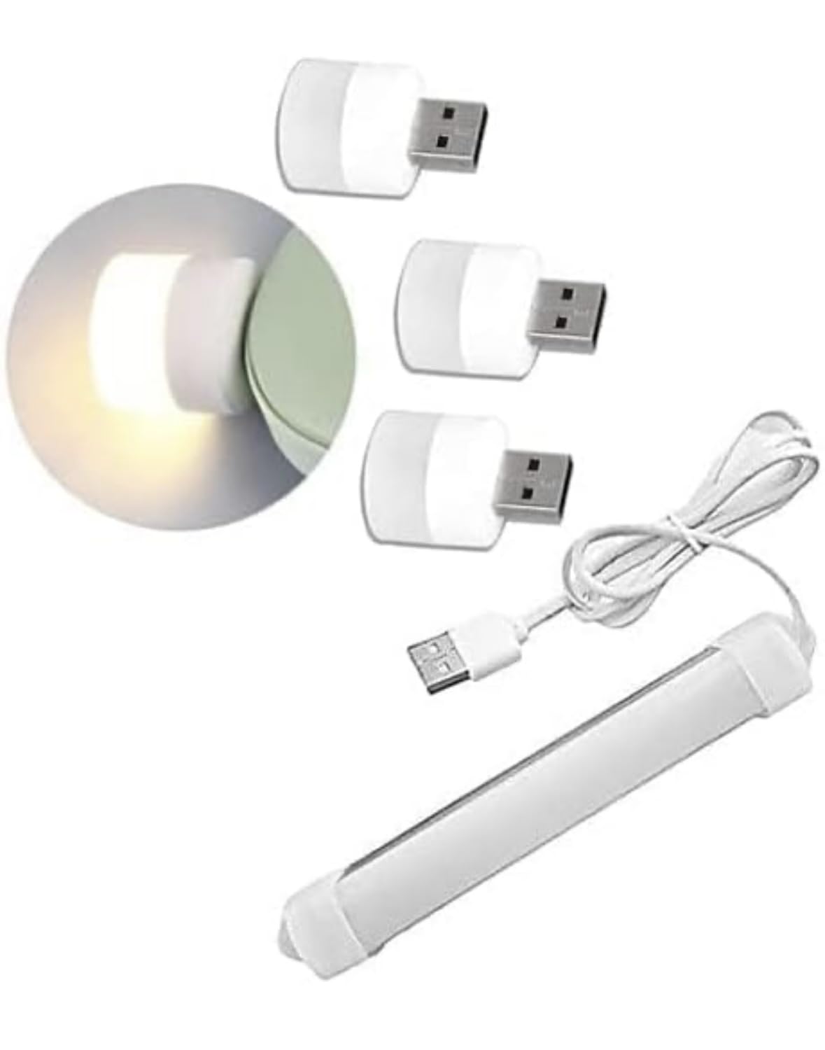 L15 Portable Usb Led Min Tube Light,With High Brightness Cool Day Light For Small Rooms,Car Indoor Mini Light Straight Linear Led Tube Light 1M,3 Pc Usb Mini Bulb (Multycolooured)