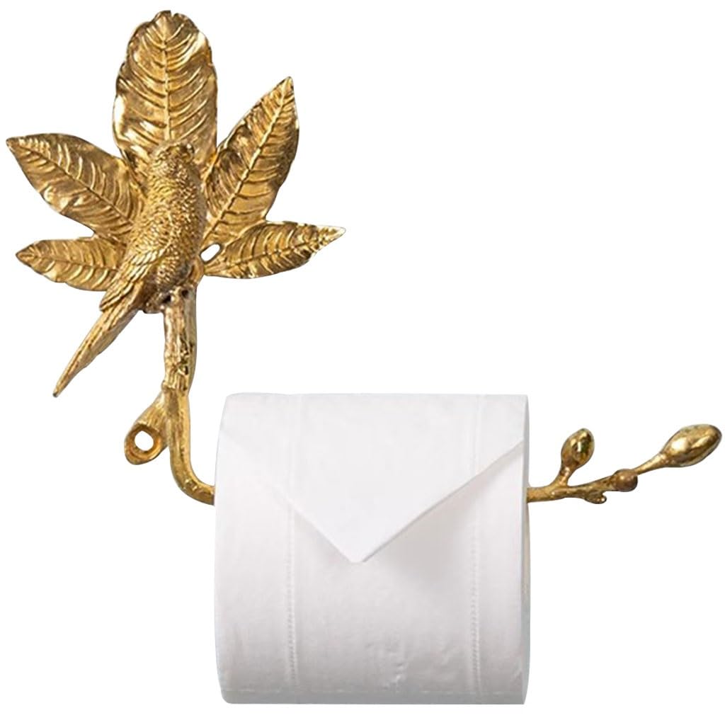 Porte-Rouleau de Papier Toilette, Porte-Papier Toilette en Forme d'oiseau en Laiton doré 25 x 7 x 19 cm