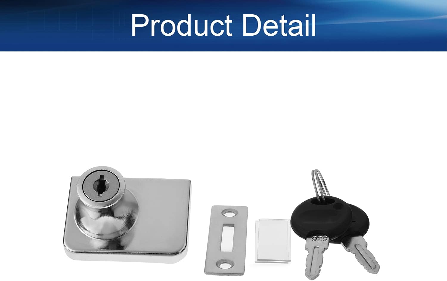 1pcs Metal Display Square Glass Cabinet Lock Keyed Different for Glass Door Showcase Window, Zinc Alloy 1.89 Inch x 1.18 Inch (LxW) Silver Tone