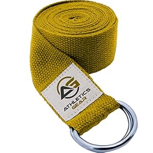Yoga Strap Belt with Metal D-Ring Buckle, 6ft long & 1.5 inch wide, Made with Durable Cotton for Stretching and Flexibility