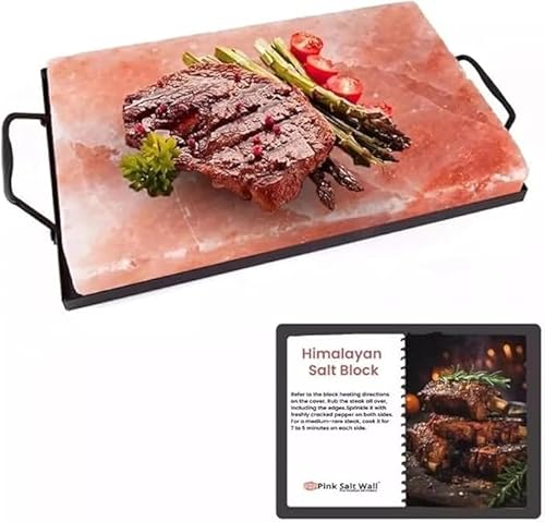 Salt Block 12x8x2 Metal Tray Himalayan Block. Natural Pink