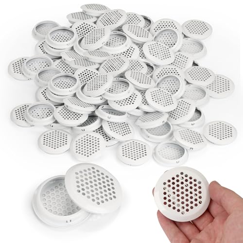 YEUIKERR 50 Pcs 2 Inch Soffit Vents Round 53 mm Stainless Steel Circular Soffit Vents Air Vents Mesh Hole for Kitchen Bathroom Cabinet Wardrobe, Shoe Cabinet (White)