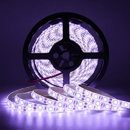 SUPERNIGHT DC12V 5M 16.4Ft Cool White 5050SMD 300LED Waterproof Flexible LED Light Strip Lamp White Tape Version