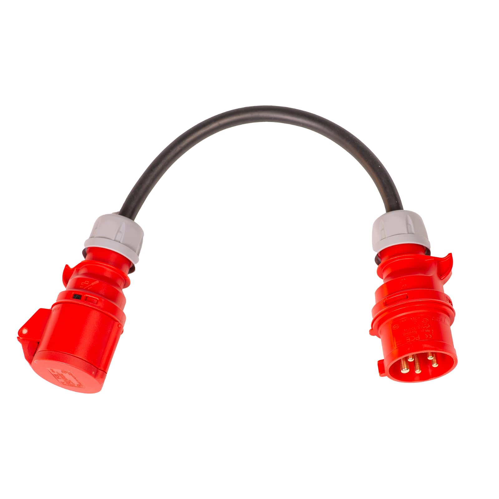 Generic Adattatore da 16 A, 5 pin a 4 pin, 3 fasi, 415 V, rosso, 1 metro, maschio-femmina, compatibile con macchinari da officina, saldatori, ventilatori e riscaldatori industriali
