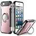 SAMONPOW Slim Fit Hybrid Dual Layer Armor iPhone 5s Case Shock Absorption Rugged Defender with Ring Holder Kickstand Drop Protection Cover Soft Rubber Bumper Case for iPhone 5 / 5s / SE - Rose Gold