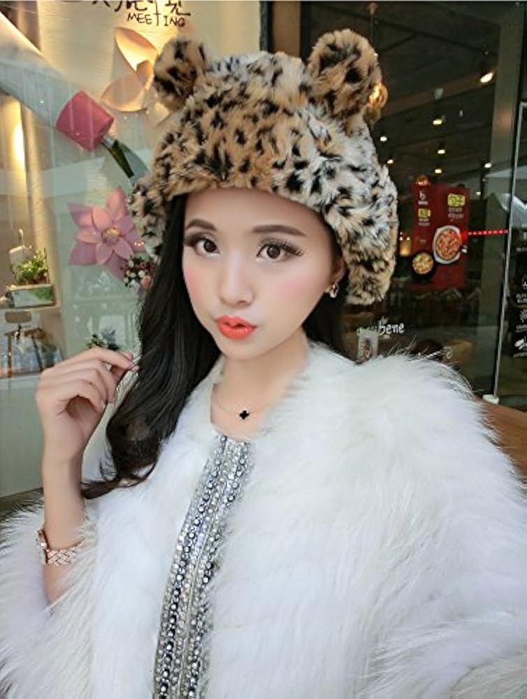 国内で当店のみ 99CLUB - Leopard Pattern Faux Fur Trapper Hat 国内で当店のみ 99CLUB - Leopard Pattern Faux Fur Trapper Hat