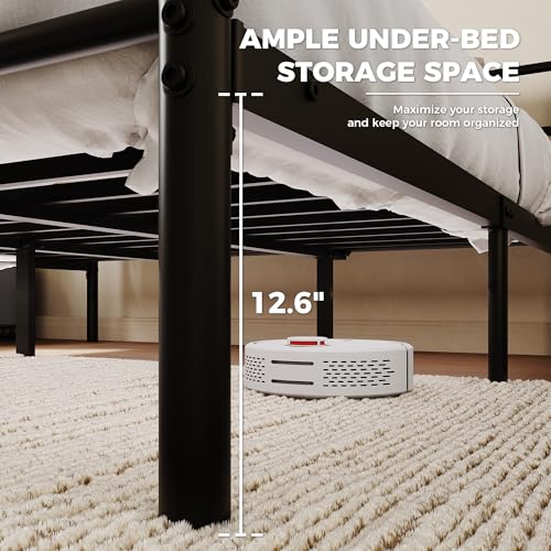 Full Size Classic Metal Bed Frame,Victorian Vintage Headboard & Footboard,12.6" Under Bed Storage,Sturdy Platform Bed,Sturdy Platform Bed,Easy Assembly,Black by GarveeTech - Image 5