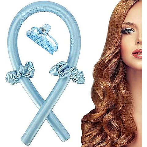 Heatless Curling Rod Headband,Heatless Hair Curling Set,No Heat Wave Hair Curlers Styling Tools for Long Medium Hair,Hair Curlers Make Hair Soft And Shiny (Blue) Cover