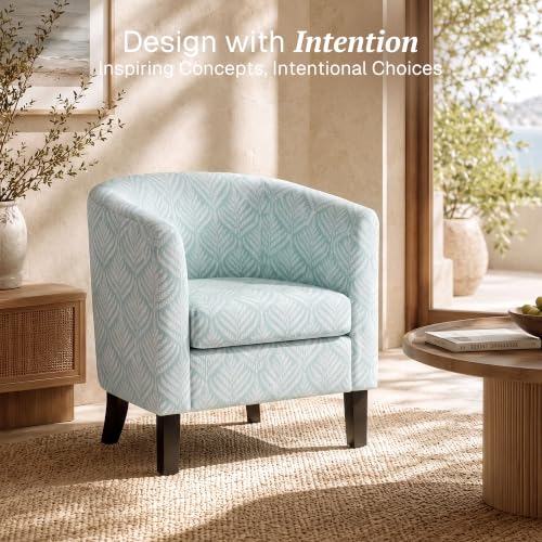 Image of BELLEZE Set of 2 Upholstered Barrel Accent Chair - Frond Blue