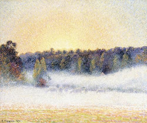 Toile Pissarro Coucher de soleil et brume à Eragny 60x90cm poster impression salon
