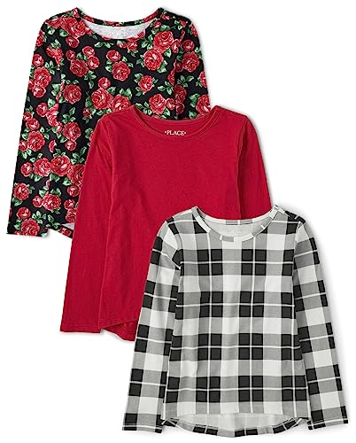 The Children's Place Girls' Long Sleeve Knit Fashion Shirt 3-Pack
