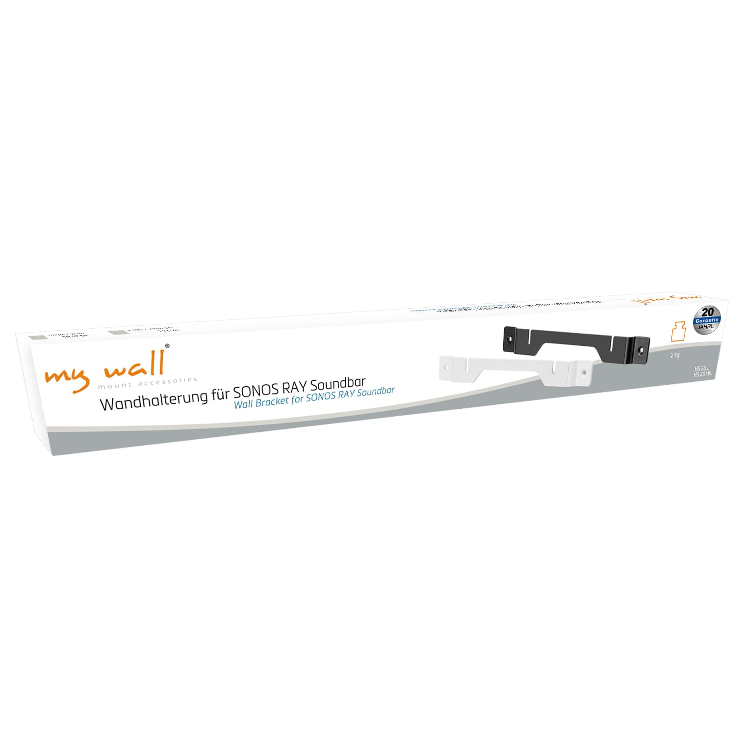 myWall Uchwyt soundbar HS26L do Sonos® Ray Soundbar, uchwyt ścienny o smukłej konstrukcji, odległość od ściany tylko 14 mm, obciążenie do 2 kg