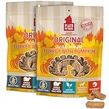 PLATO Pet Treats Real Strips - Air-Dried Meat Bars for Dogs - Delicious, Limited Ingredient Dog Treats - Grain Free - Original Real Strips Turkey & Pumpkin 18oz - 2 Pack