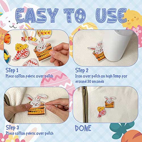 Kirako HOLIDAY 9 Pcs Easter Embroidered Patches Cute Bunny Chick Egg Gnome Cross Sew Iron On Applique Repair Patch Emblem Diy Crafts Projects Gift thumb #2