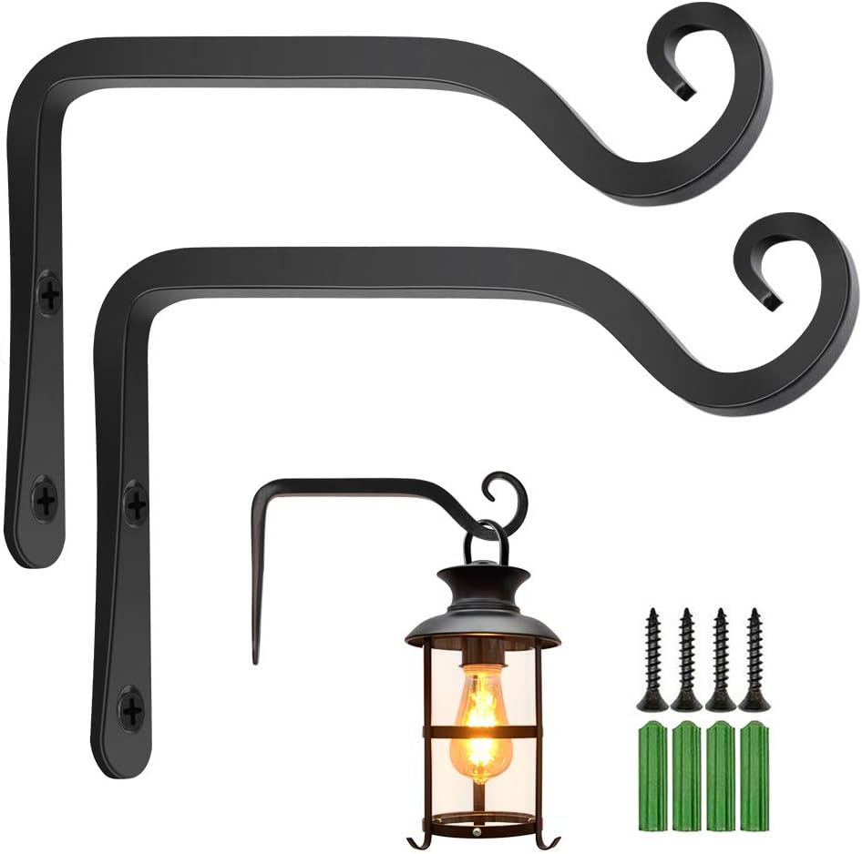 YEVIOR 2 Pack Wall Hook Hanging Plant Bracket 6 Inch Hanger Wall Planter Hooks Iron Wall Mount Rustic Home Decor for Flower Pot Bird Feeder Wind Chimes Lantern