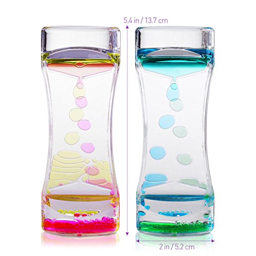 BESTOMZ 4pcs Water Motion Double Colors Liquid Bubble Timer ,Liquid Motion Bubbler for Sensory Play, Fidget Toy, Children Activity