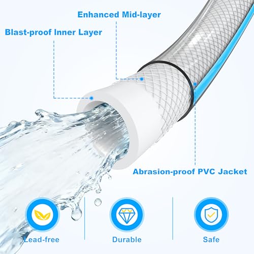Image of RV Water Hose, 5 /8 inch Premium RV Drinking Water Hose for RV, Camping, Marine, Trailer and Truck, BPA Free, Anti-Kink and Leak-Free, Drinking Water Safe (White, 50FT)