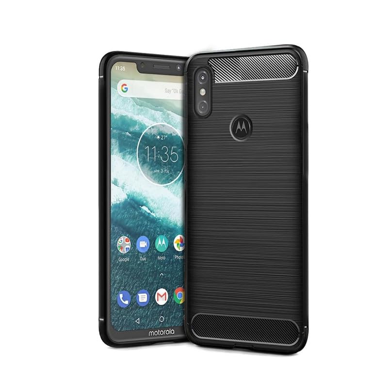 Image of Hybrid Carbon Fiber Back Case for Moto One Power (Black)