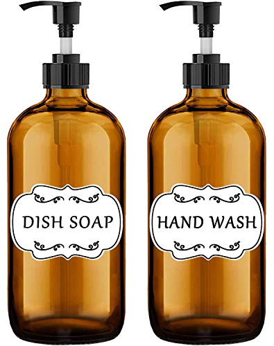 NIUTA Glass Soap Dispenser with Plastic Pump, Refillable Liquid Hand Soap Dispenser for Bathroom, Premium Kitchen Soap Dispenser