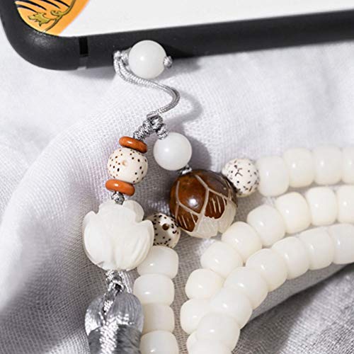 Hemobllo – Cordão decorativo para telefone Bodhi, cordão estilo chinês, borla branca, cordão antiper