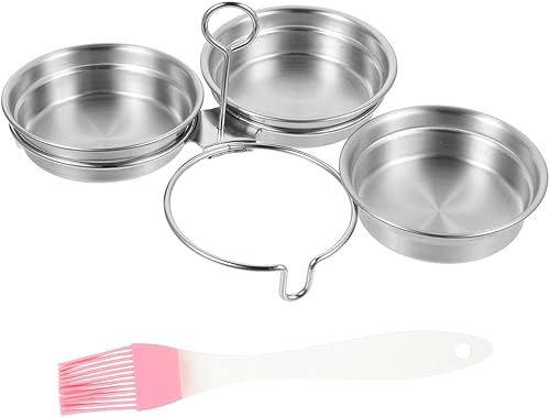 Cabilock Escalfador de huevos antiadherente, inserto de acero inoxidable con cepillo de pastelería para huevos escalfados perfectos