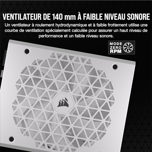 Corsair RM1000x SHIFT Alimentation ATX Entièrement Modulaire - Interface Latérale Modulaire - Compliant ATX 3.1 & PCIe 5.1 - Condensateurs Évalués à 105°C - Efficacité 80 PLUS Gold - Blanc