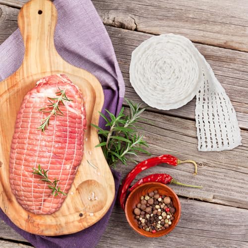 Hemobllo Fleischnetz aus Baumwolle Rolle Elastisches Kochnetz für Hähnchen Rouladen Schinken Bratnetz zum Räuchern Gleichmäßige Marinadeverteilung Vielseitig für Fleisch