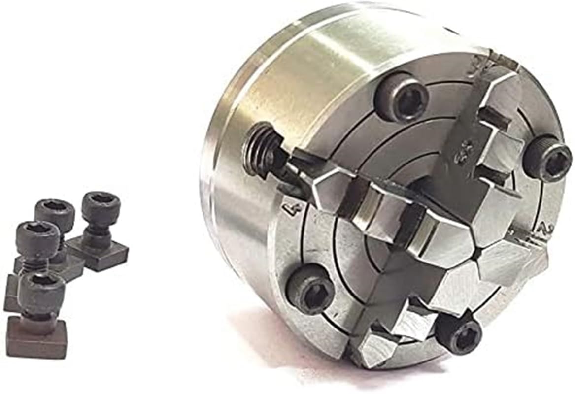 AD International 80 mm Chucks for 3" I 80 mm & 4" Inch I 100 mm Rotary Tables & Small Bench Top Lathe Machines (80 mm 4 Jaws Independent Dog chuck)