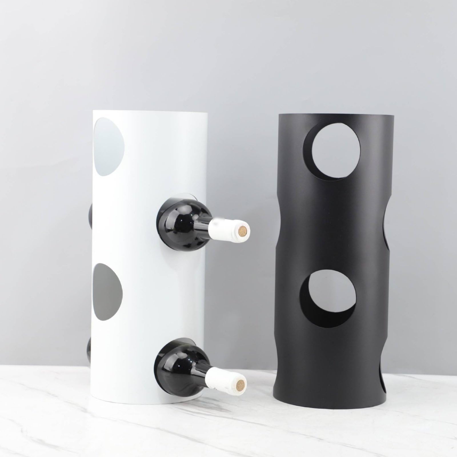 Botellero de Vino Soporte Estante Organizador Exhibidor de Metal Diseño Moderno Que la Decoración y la Exposición Adecuado para Cocina Sala Restaurante, Negro