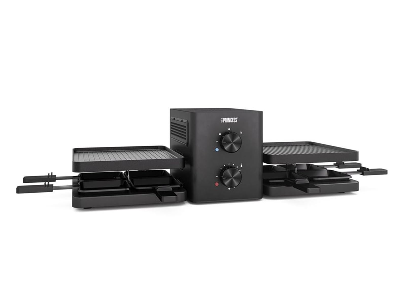 Tristar Ra-2746 Raclette RA-2746, kookoppervlak voor 8 personen, kookoppervlak 42 x 23 cm, instelbare thermostaat met lichtring, 1400 W, zwart