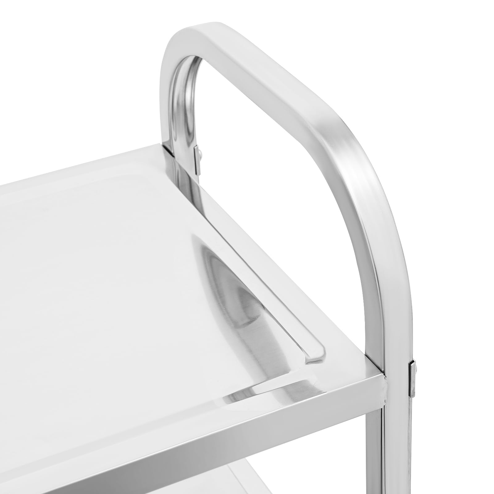 OUKANING Carro de cocina de acero inoxidable con 3 estantes, carro de servicio de alta capacidad de carga y ruedas silenciosas, isla de cocina móvil y estante de cocina para microondas, cocina